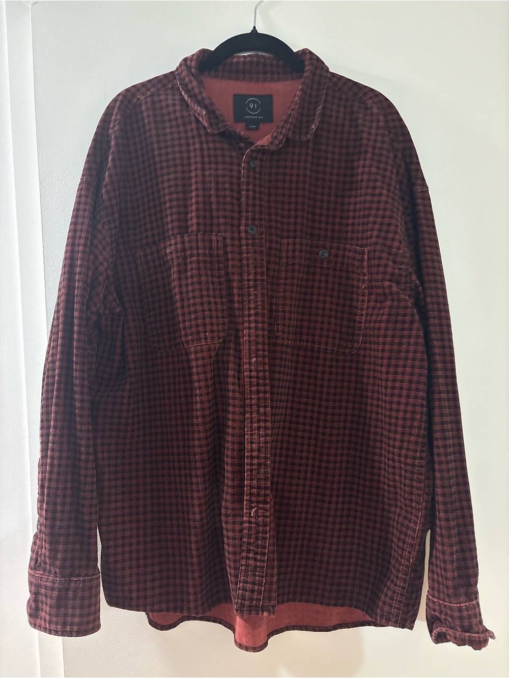 Men's Red and Black Checkered Collared Shirt